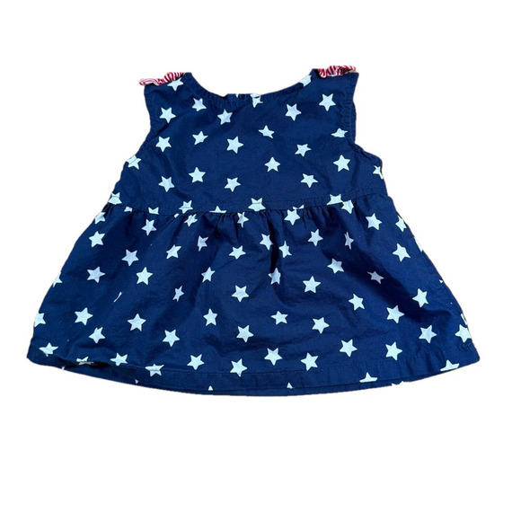 Carter's Navy Star Print with Red and White Striped Bows Dress - Picture 1 of 4